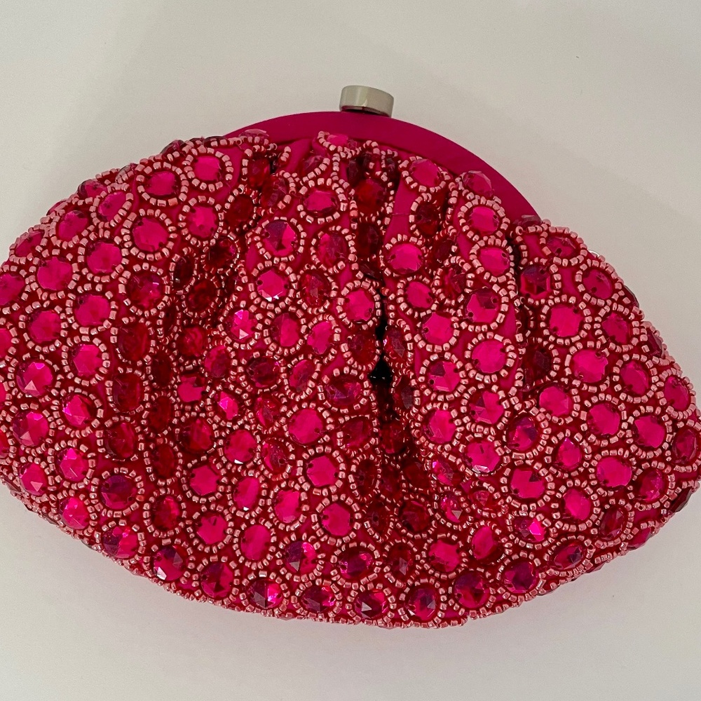 Fuchsia Pink Beaded Clutch
